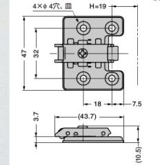 家具金物 スライド丁番360-C26/19T 360-P6W座金付き ビス付き